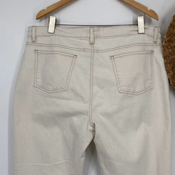Eileen Fisher Cropped Raw Hem High-Rise Jeans Stretch Cream 16 - Picture 7 of 12